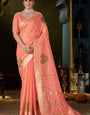 Nemesis Peach Cotton Silk Saree With Stunner Blouse Piece