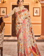 Pleasurable Beige Linen Silk Saree With Ratatouille Blouse Piece