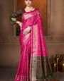 Charismatic Dark Pink Paithani Silk Saree With Ornate Blouse Piece