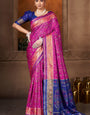 Prominent Magenta Paithani Silk Saree With Devastating Blouse Piece