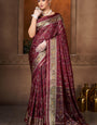 Entrancing Maroon Paithani Silk Saree With Ailurophile Blouse Piece