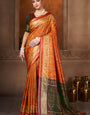 Artistic Orange Paithani Silk Saree With Radiant Blouse Piece