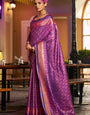 Admirable Purple Pure Zari Weaving Banarasi Silk Saree With Dalliance Blouse Piece