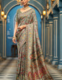 Sonorous Green Pashmina Saree With Ethereal Blouse Piece