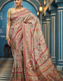 Ephemeral Grey Pashmina Saree With Charming Blouse Piece