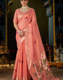Flameboyant Peach Cotton Silk Saree With Quintessential Blouse Piece