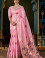 Classy Pink Cotton Silk Saree With Allure Blouse Piece