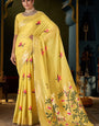 Ethnic Yellow Cotton Silk Saree With Rhapsody Blouse Piece