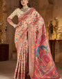 Epiphany Beige Pashmina Saree With Energetic Blouse Piece