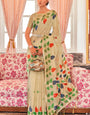 Preferable Beige Cotton Silk Saree With Splendorous Blouse Piece