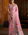 Majestic Baby Pink Cotton Silk Saree With Unequalled Blouse Piece