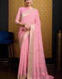 Phenomenal Pink Cotton Silk Saree With Artistic Blouse Piece