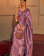 Classic Light Pink Kanjivaram Silk Saree With Cynosure Blouse Piece