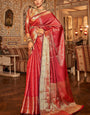 Scintilla Red Kanjivaram Silk Saree With Gossamer Blouse Piece