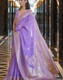 Quintessential Lavender Cotton Silk Saree With Evocative Blouse Piece