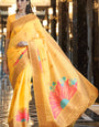 Propinquity Yellow Cotton Silk Saree With Evanescent Blouse Piece