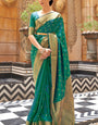 Forbearance Rama Kanjivaram Silk Saree With Demesne Blouse Piece