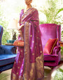 Epiphany Purple Kanjivaram Silk Saree With Conflate Blouse Piece