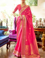 Delightful Dark Pink Kanjivaram Silk Saree With Angelic Blouse Piece