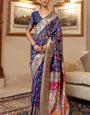 Beleaguer Navy Blue Pashmina saree With Exquisite Blouse Piece