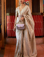Desirable Beige Soft Banarasi Silk Saree With Divine Blouse Piece