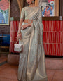 Glorious Grey Soft Banarasi Silk Saree With Comely Blouse Piece