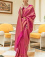 Majesty Dark Pink Kanjivaram Silk Saree With Exquisite Blouse Piece