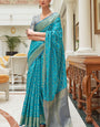 Captivating Firozi Soft Patola Silk Saree with Most Flattering Blouse Piece