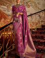 Comely Purple Kanjivaram Silk Saree with An insanely Blouse Piece