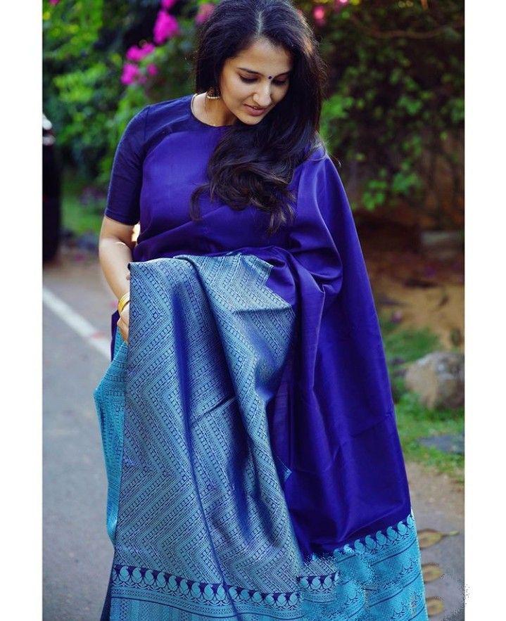 Exquisite Blue Soft Silk Saree With Winsome Blouse Piece