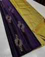 Stunner Purple Soft Silk Saree With Gossamer Blouse Piece