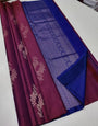 Entrancing Wine Soft Silk Saree With Evanescent Blouse Piece