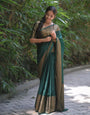 Sizzling Dark Green Soft Silk Saree With Inspiring Blouse Piece