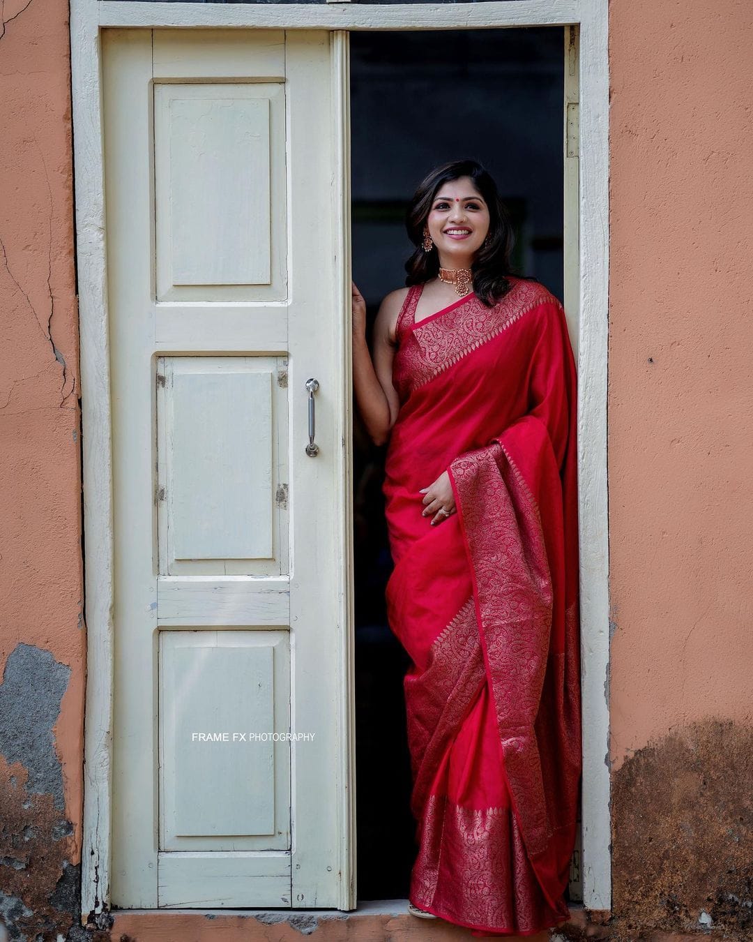 Divine Red Soft Silk Saree With Assemblage Blouse Piece