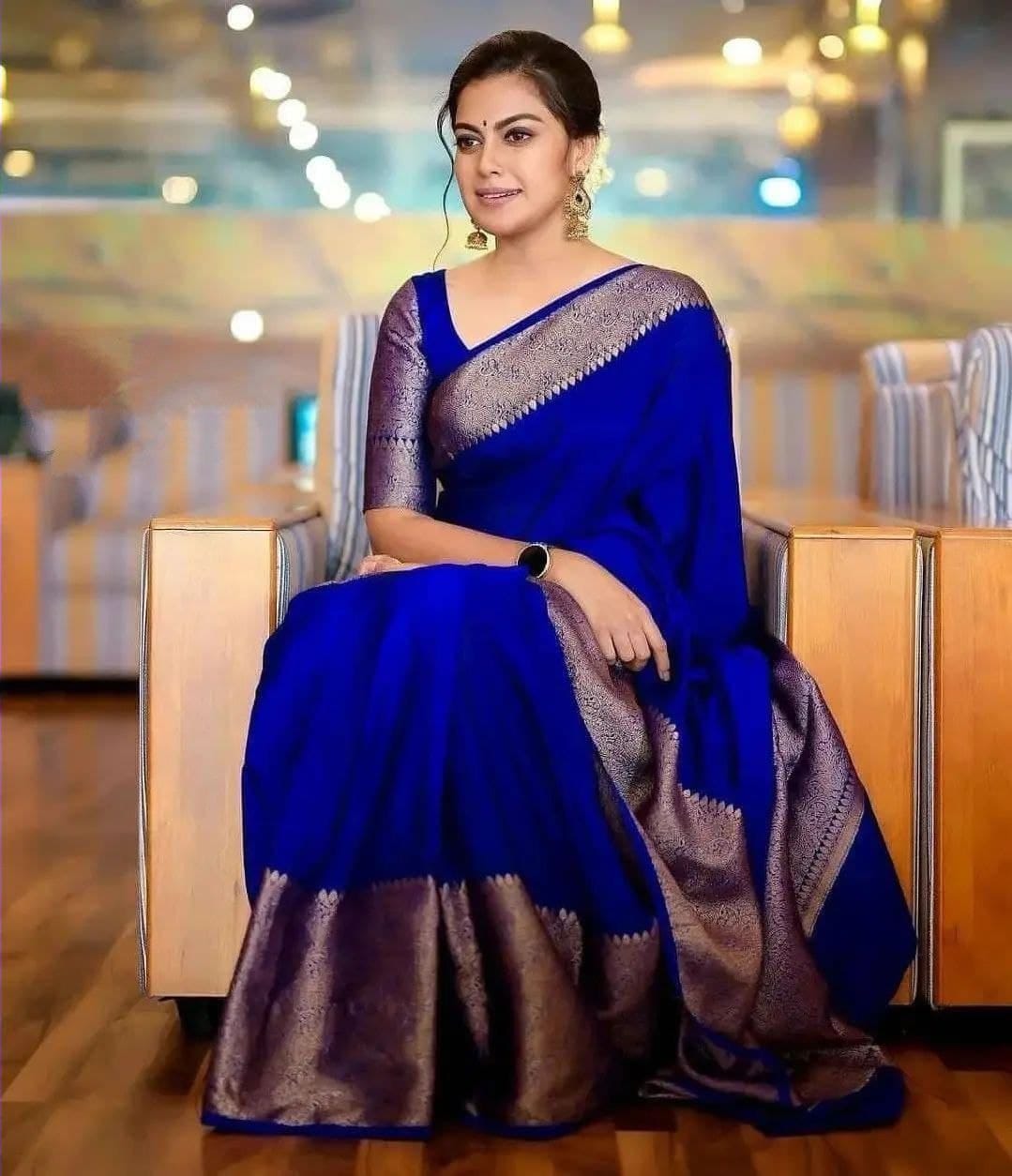 Flaunt Royal Blue Soft Silk Saree With Most Stunning Blouse Piece