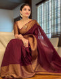 Unequalled Wine Soft Silk Saree With Vivacious Blouse Piece