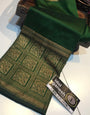 Delectable Green Soft Silk Saree With Denouement Blouse Piece