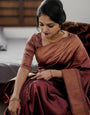 Splendorous Maroon Soft Silk Saree With Profuse Blouse Piece