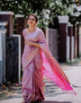 Transcendent Pink Soft Silk Saree With Easy on the eyes Blouse Piece