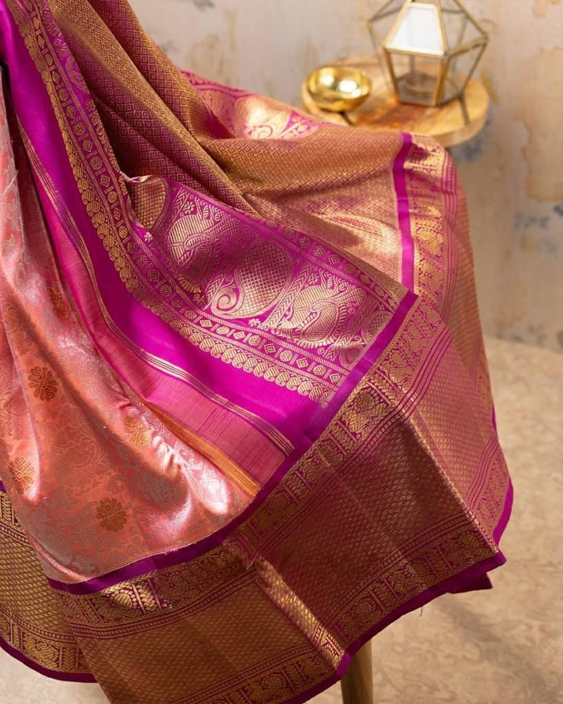 Majesty Pink Soft Banarasi Silk Saree With Ephemeral Blouse Piece