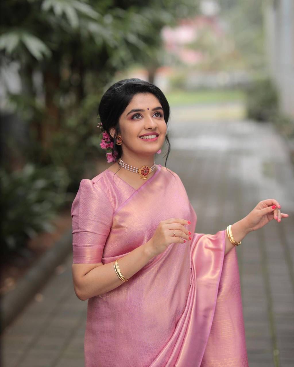 Scintilla Pink Soft Silk Saree With Serendipity Blouse Piece