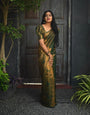 Panache Dark Green Soft Silk Saree With Sensational Blouse Piece