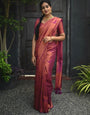 Pulsating Dark Pink Soft Silk Saree With Flaunt Blouse Piece