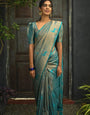 Skinny Sky Soft Silk Saree With Unique Blouse Piece