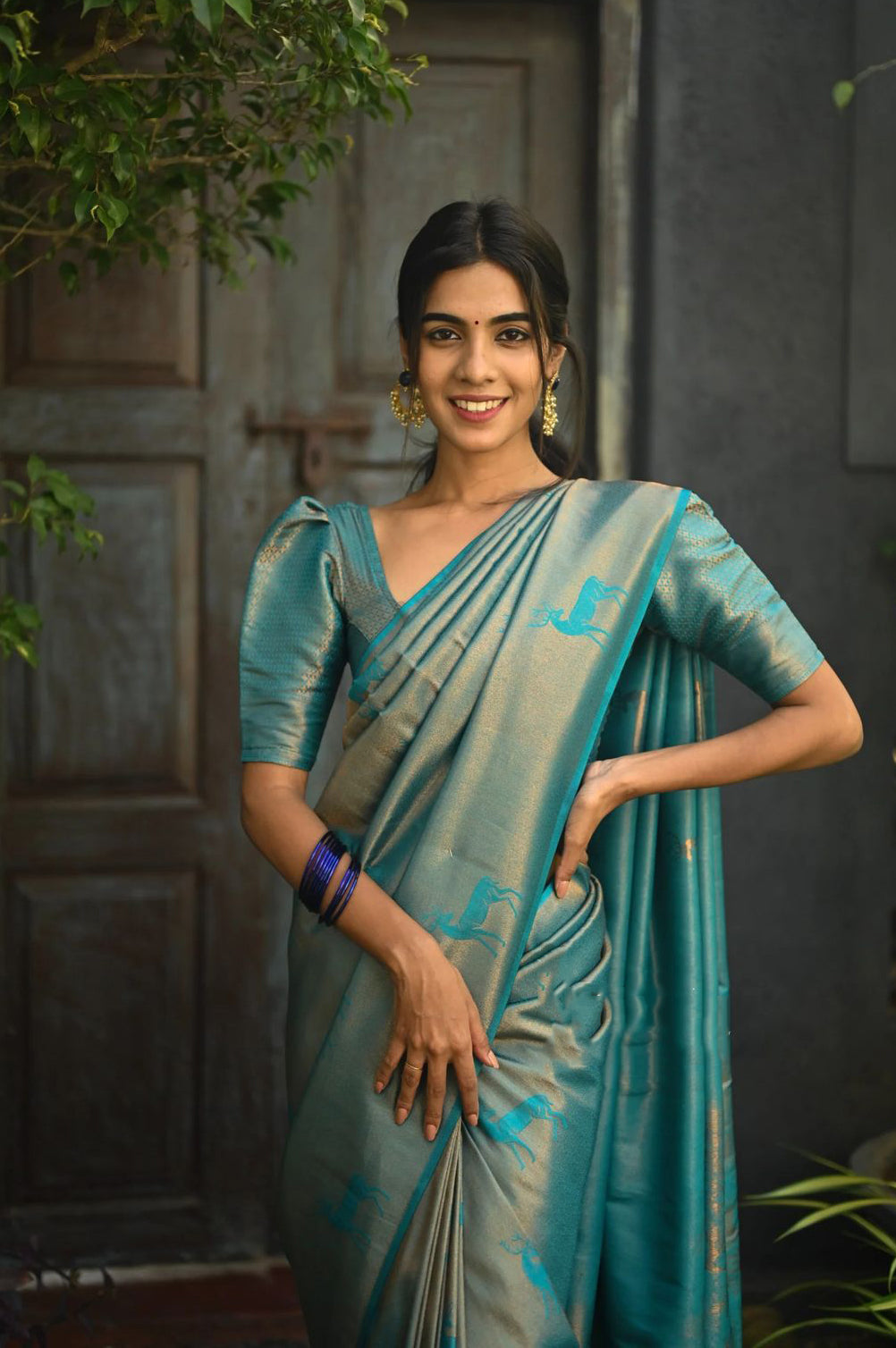 Skinny Sky Soft Silk Saree With Unique Blouse Piece