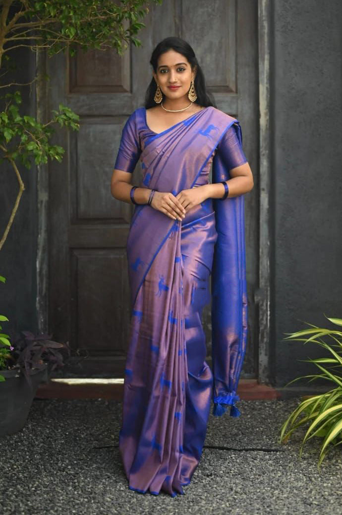 Enigmatic Royal Blue Soft Silk Saree With Flattering Blouse Piece