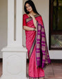 Incomparable Pink Soft Banarasi Silk Saree With Demure Blouse Piece