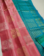 Imaginative Baby Pink Soft Silk Saree With Assemblage Blouse Piece