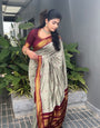 Confounding Grey Soft Silk Saree With Amiable Blouse Piece