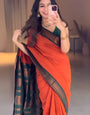Ebullience Orange Soft Silk Saree With Arresting Blouse Piece